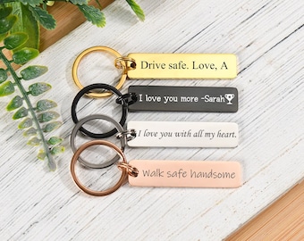 Porte-clés personnalisé Porte-clés gravé Porte-clés personnalisé Porte-clés personnalisé Nom cadeau personnalisé Porte-clés Drive Safe Keyring Idée cadeau