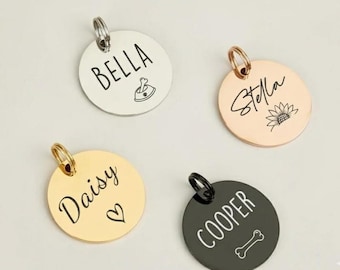 Personalised Pet Tag Lost Dog Stainless Steel Engraved Dog Tags Cat Tags, Custom Dog Round Tag, Large Size Dog Tag Collar, Premium Puppy Tag
