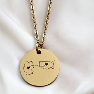 Gepersonaliseerde land ketting twee thuis ketting staat ketting lange afstand relatie cadeau gepersonaliseerde ketting cadeau landkaart cadeau afbeelding 6