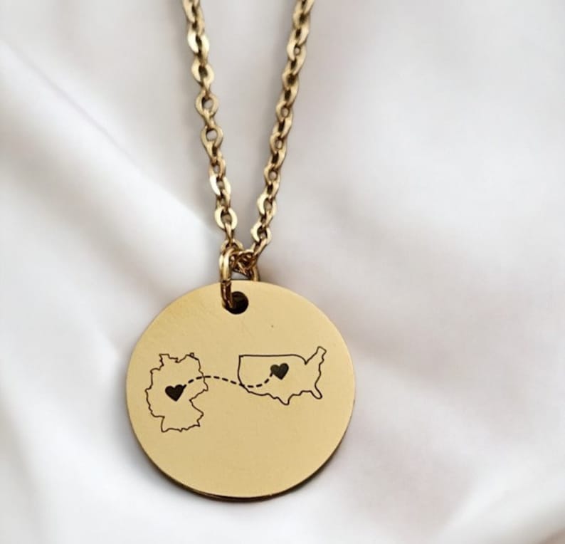 Gepersonaliseerde land ketting twee thuis ketting staat ketting lange afstand relatie cadeau gepersonaliseerde ketting cadeau landkaart cadeau afbeelding 6