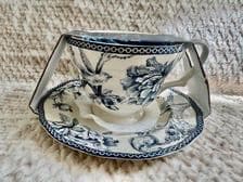 222 Fifth “Adelaide” Blue White Floral Bird Ironstone – Teapot or Cup & Saucer Set