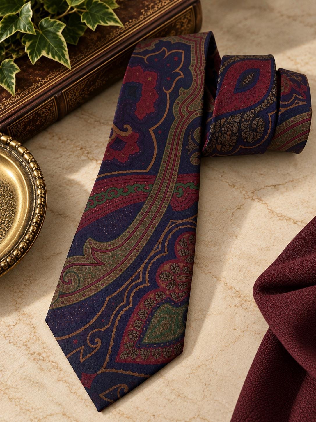 Vintage Ralph Lauren 100% Silk Tie – Made in Italy by Hand – Oversized Paisley Designer Necktie