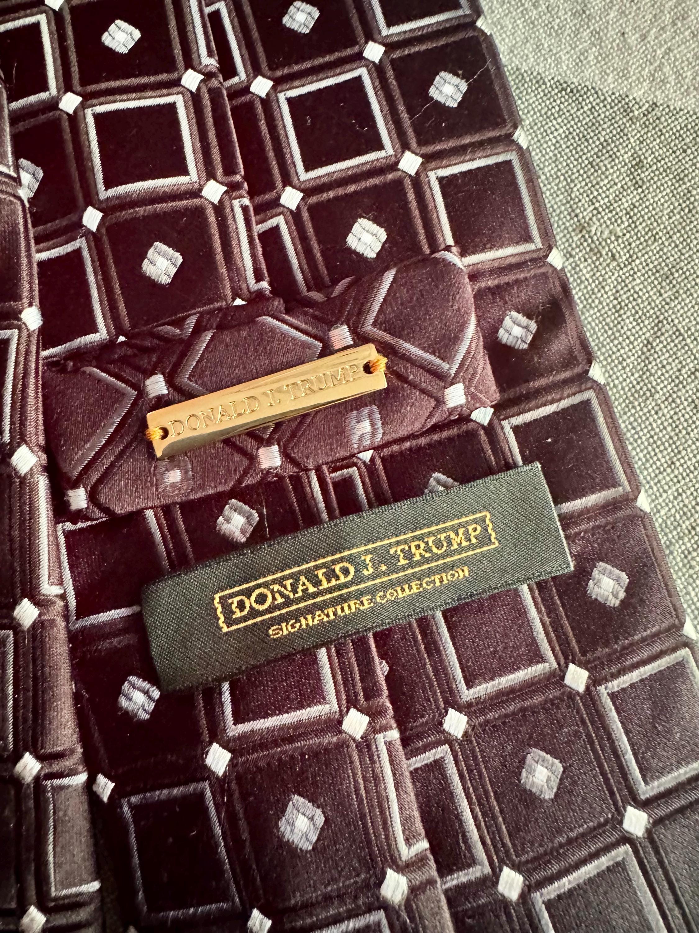 Donald J. Trump Signature Collection Silk Tie | Black Geometric Executive Necktie