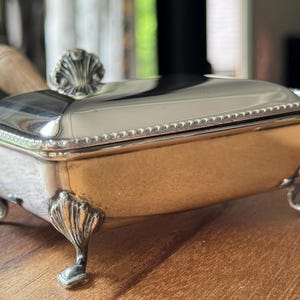 antique cigarette butler Vintage Silver Plated Silent Butler – P.H.V & Co. Made in England –  Cigarette Storage Box or Vanity Tray – Polished Midcentury Charm