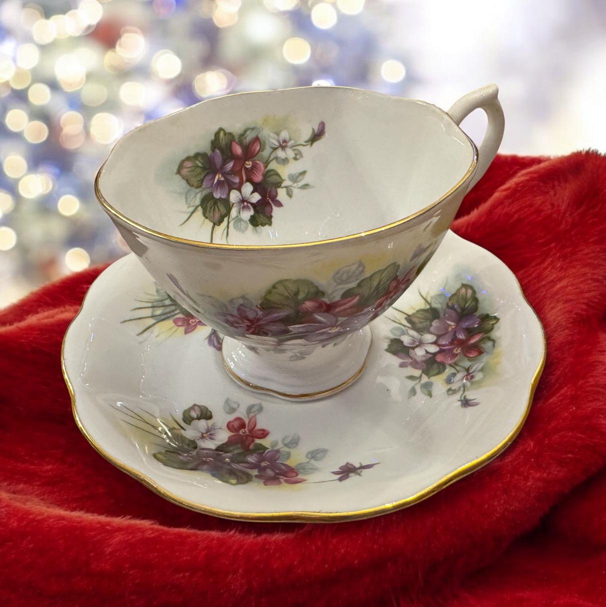 Charming Royal Albert Fine Bone China Tea Cup and Saucer – Violet Bouquet