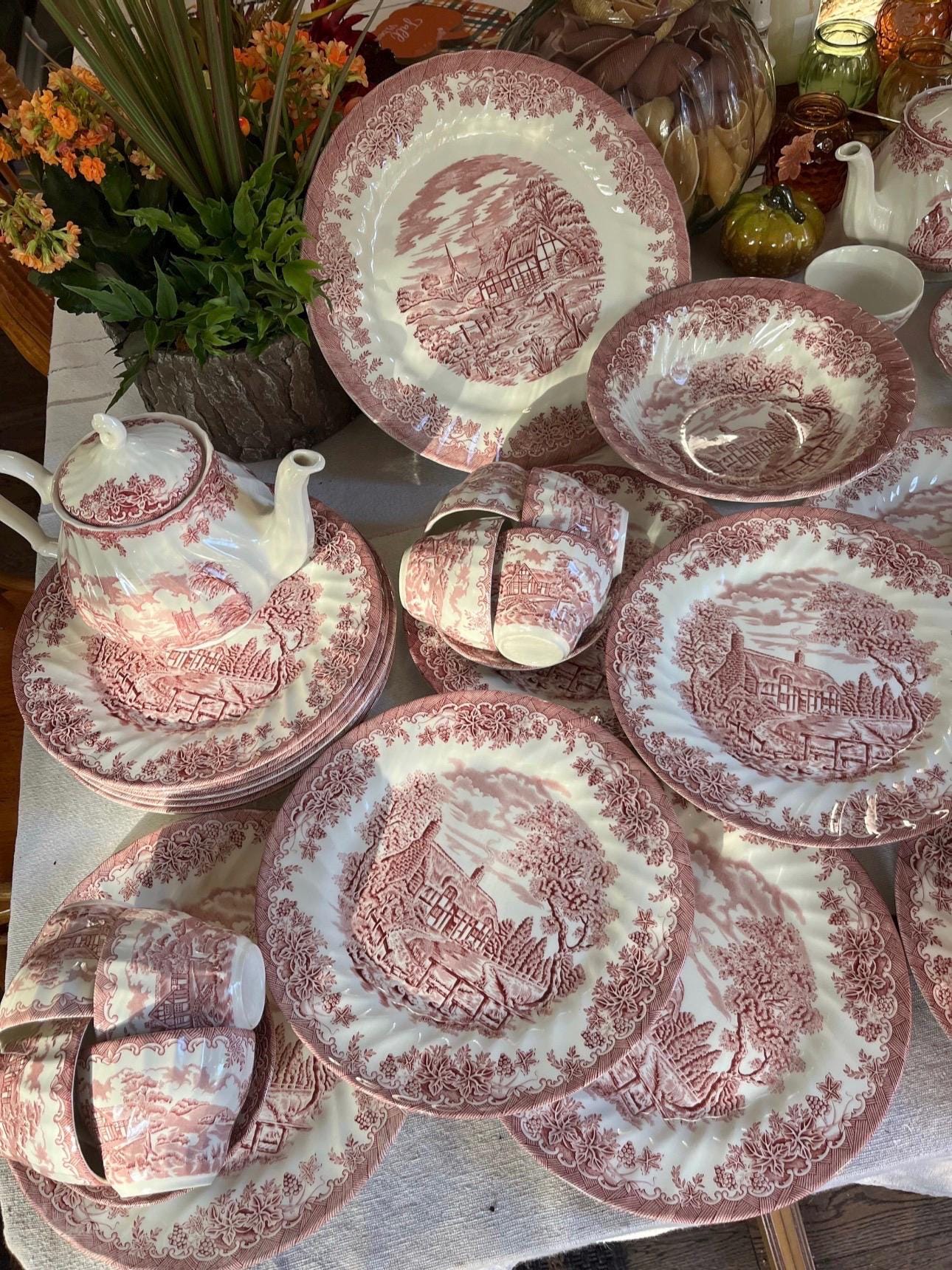 Churchill England dinnerware set - 'The Brook' in Pink