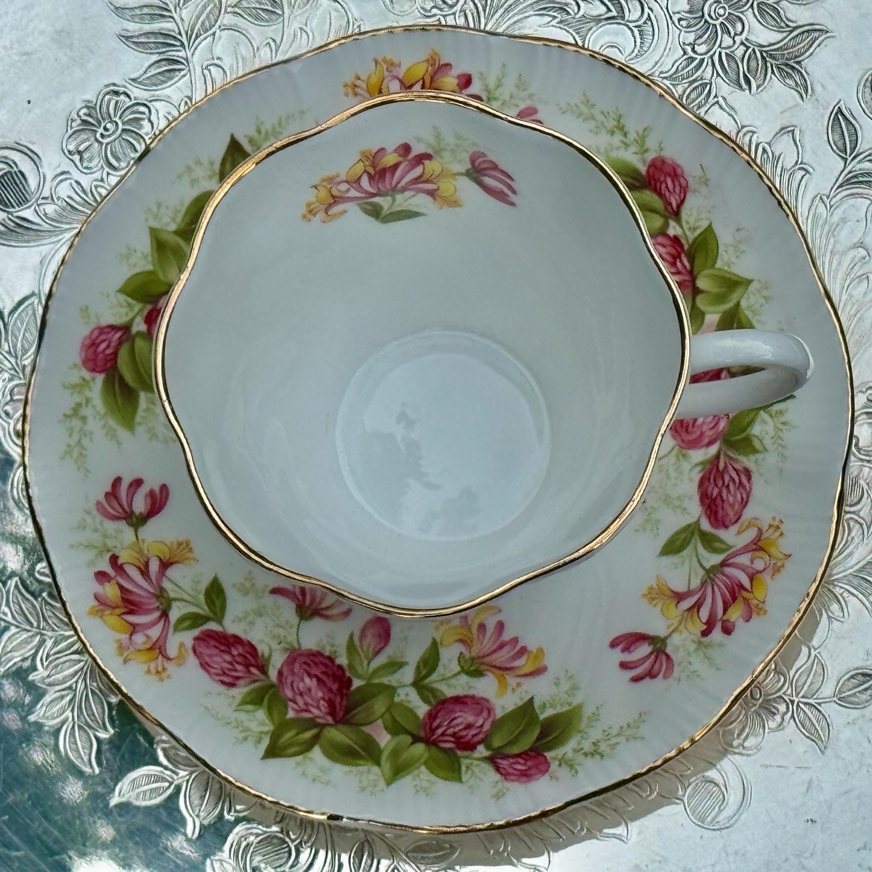 Vintage Regal Heritage Fine Bone China Teacup & Saucer – Pink Yellow Floral – England