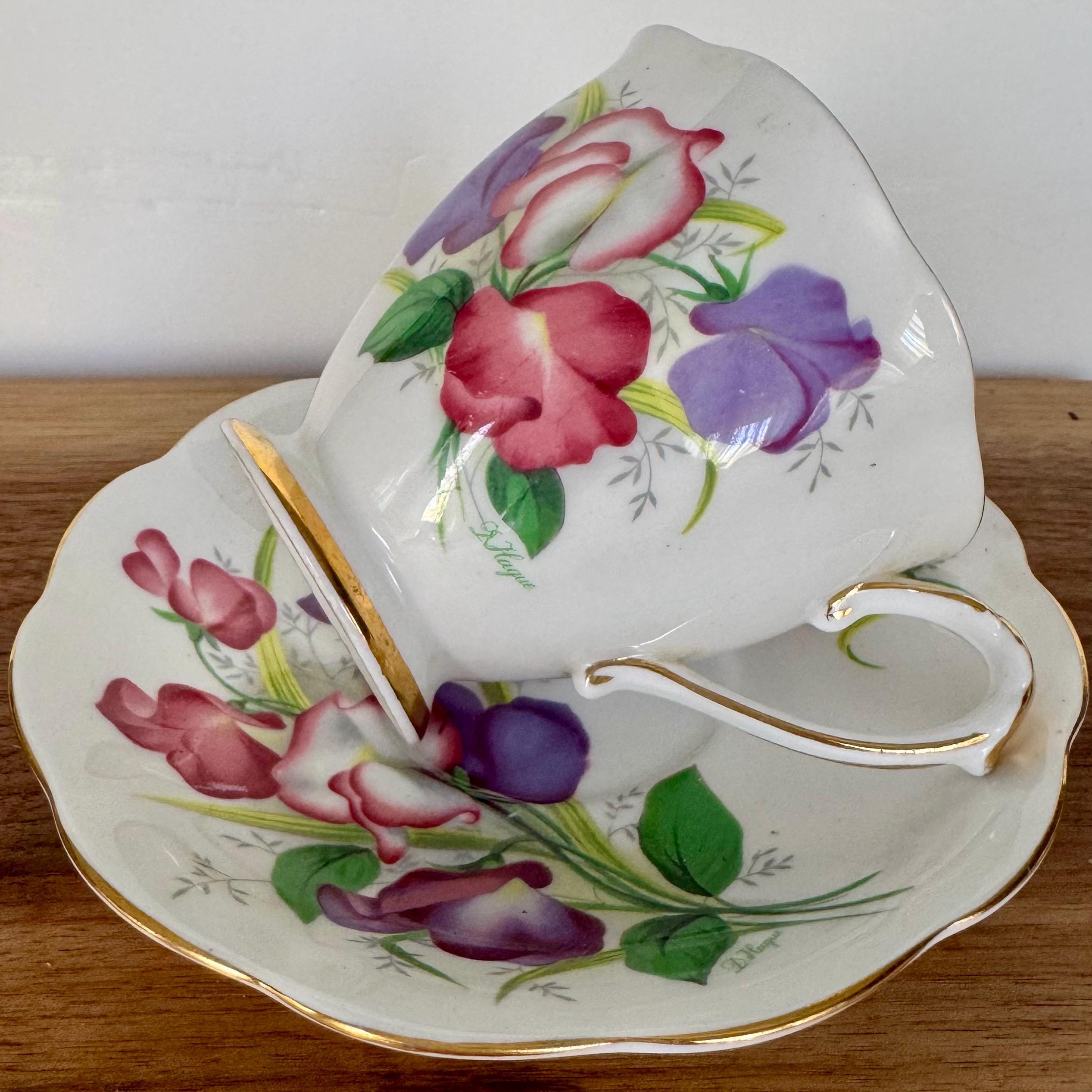 Vintage Royal Standard “Fair Lady” Teacup & Saucer – Sweet Pea Florals – Fine Bone China England