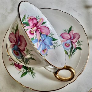 Rare Shelley England Teacup & Saucer – Pattern T2384 – Warwick Shape – Gold Trim – 1945–1966 bild 7