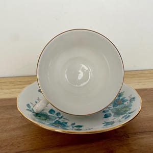 Vintage Queen Anne Bone China Cup ONLY – Teal Green Floral – England image 6