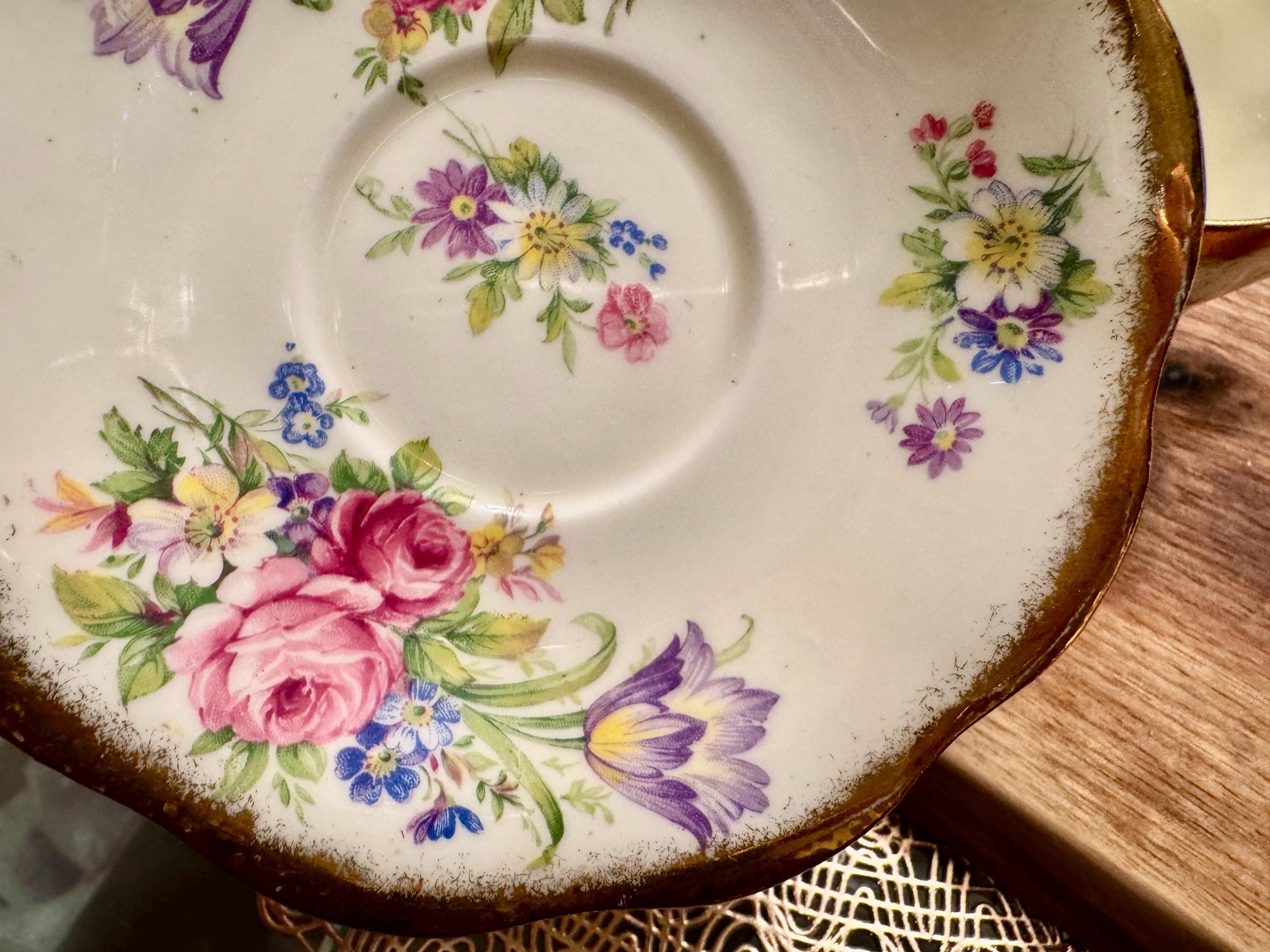 Vintage Foley Bone China Cup and Saucer: Floral Rose Tulip Design