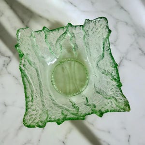 Mid-Century Sea Green Blown Glass Bowl – Leaf Textured & Sculptural – Possibly Scandinavian immagine 7