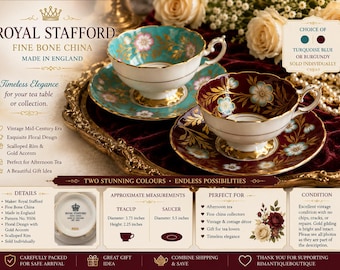 Royal Stafford Bone China Teacup & Saucer Set — Pattern 8506