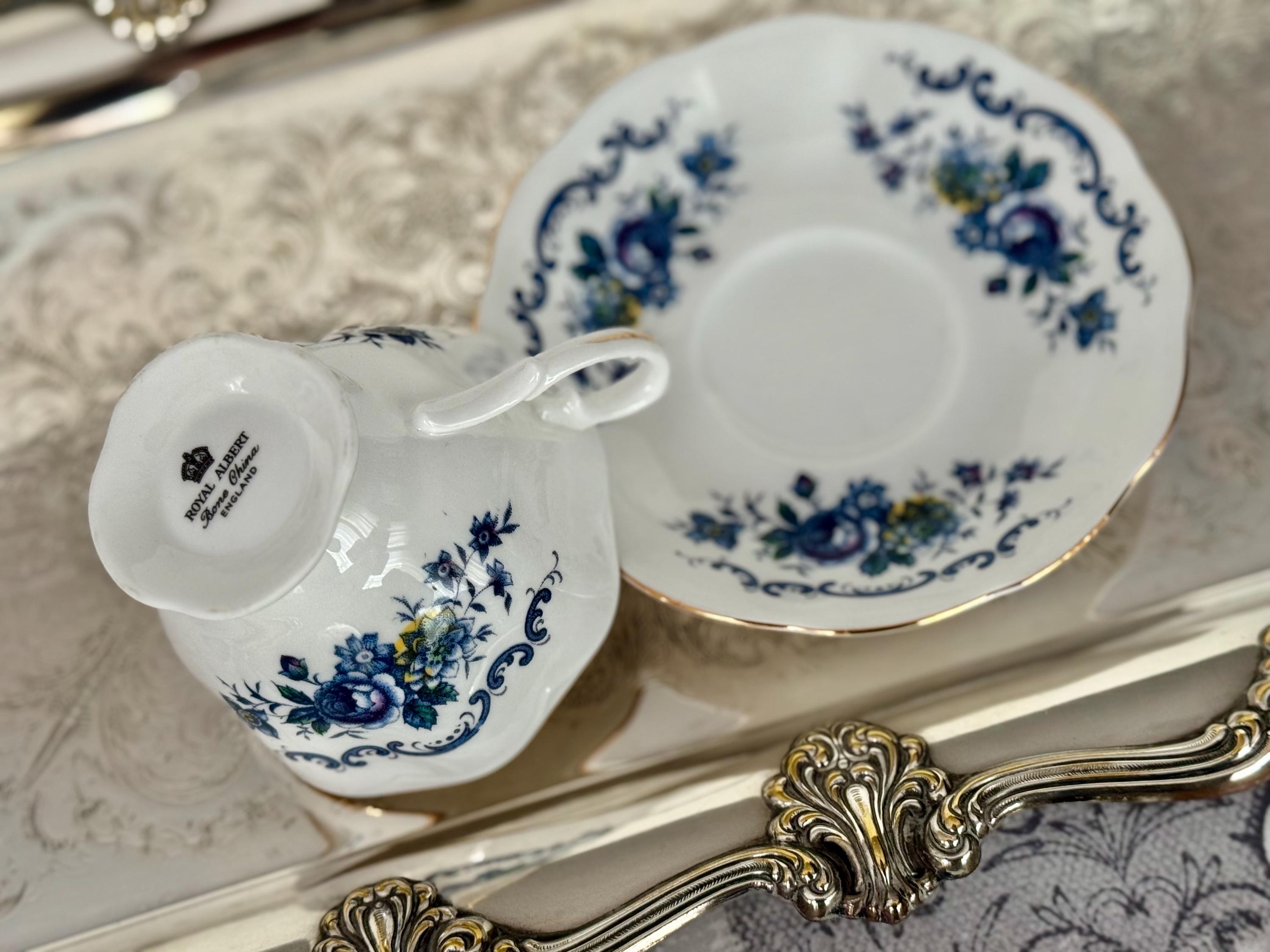 Vintage Royal Albert “Blue Roses” Bone China Teacup & Saucer – Made in England