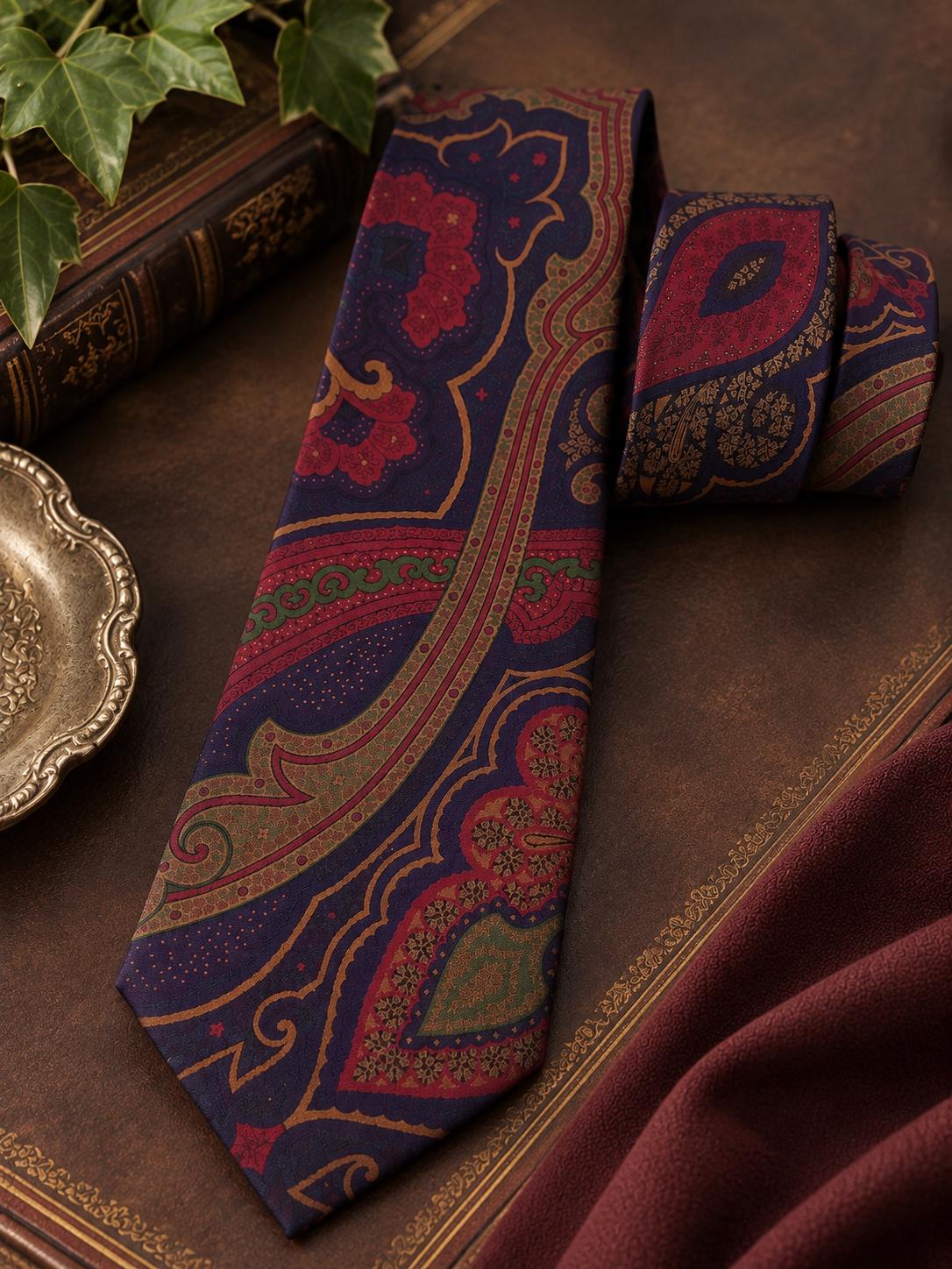 Vintage Ralph Lauren 100% Silk Tie – Made in Italy by Hand – Oversized Paisley Designer Necktie