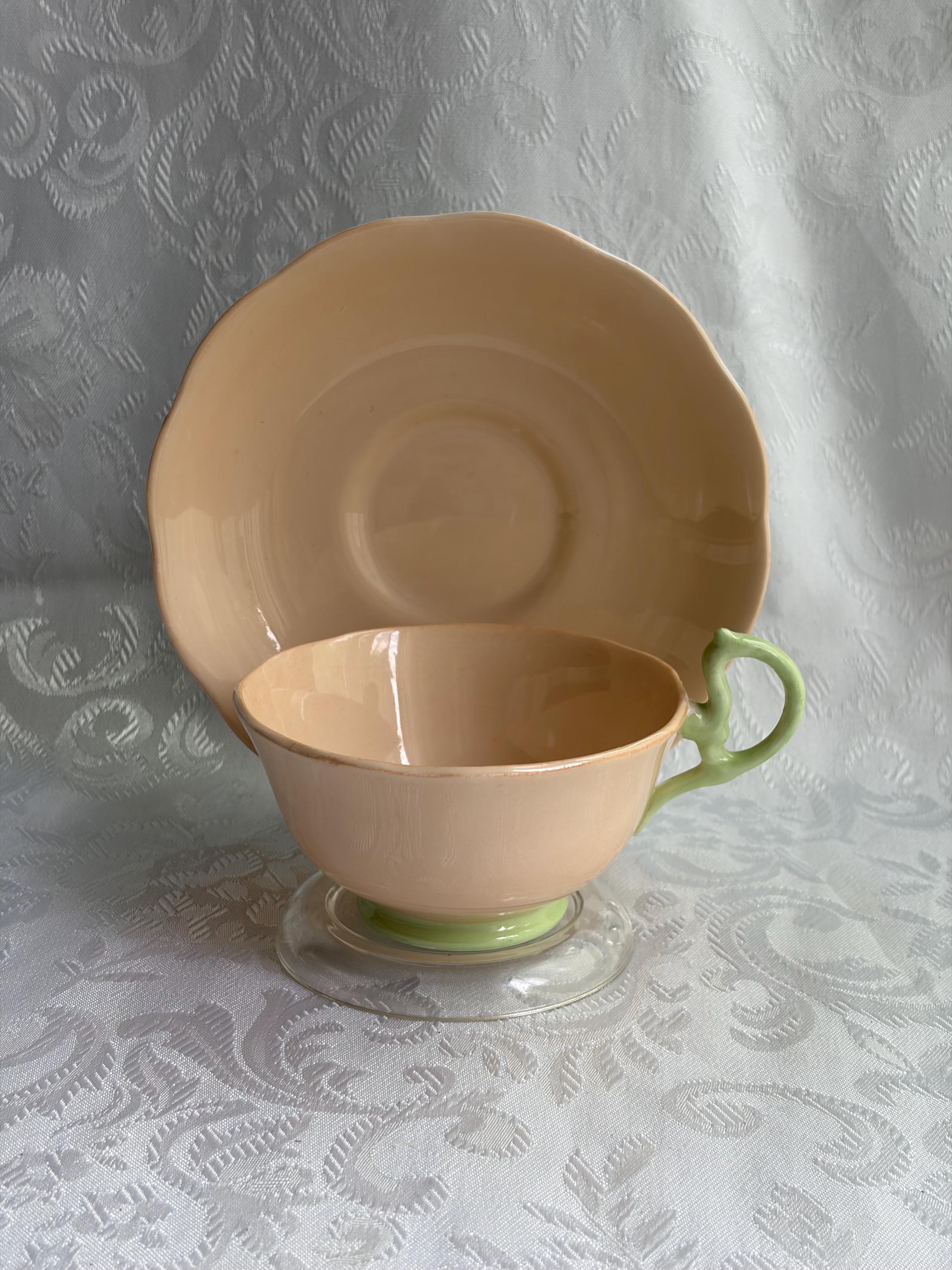 Vintage Royal Albert “Pastella” Teacup & Saucer – Peach Green Bone China – Made in England