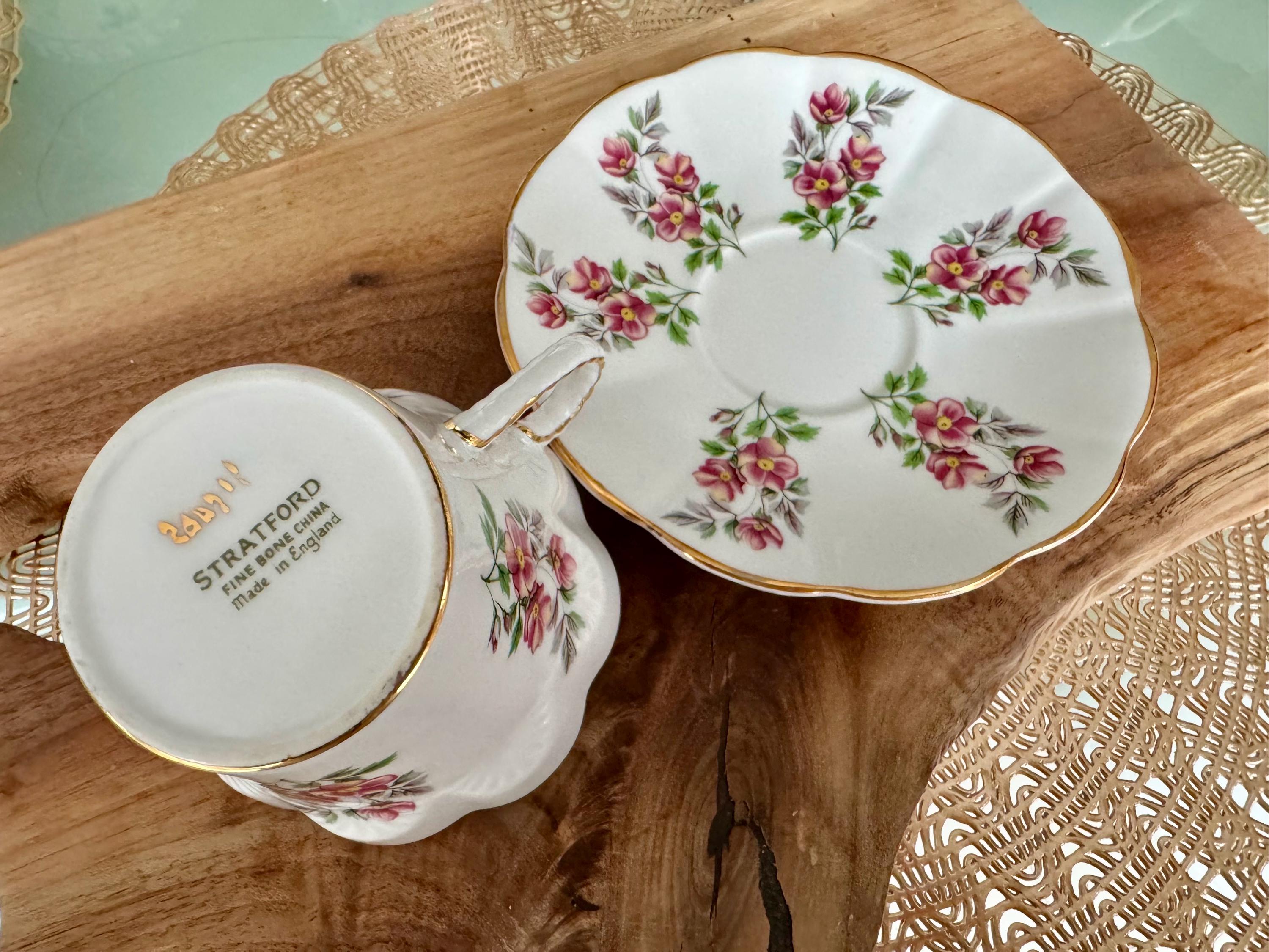 Vintage Stratford Fine Bone China Cup & Saucer - Made in England