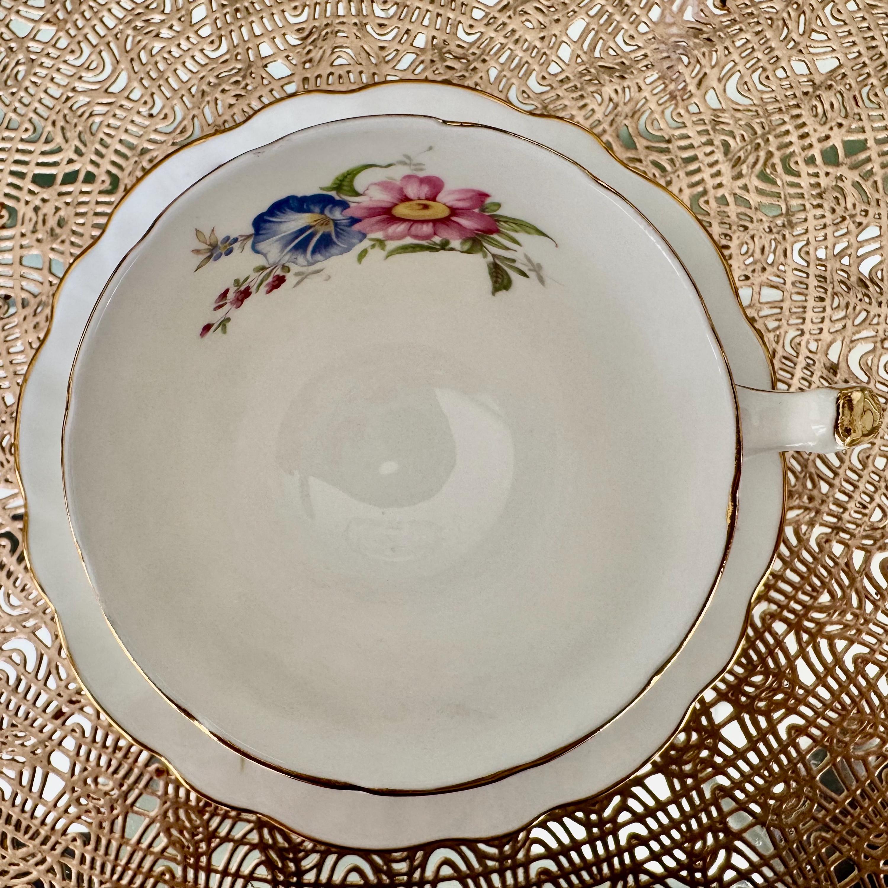 Vintage Aynsley Multicolor Floral Teacup & Saucer – Classic English Bone China – Made in England