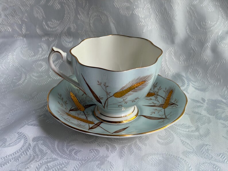 Queen Anne Fine Bone China Teacup Saucer – Wheat Pattern, Made England bild 9
