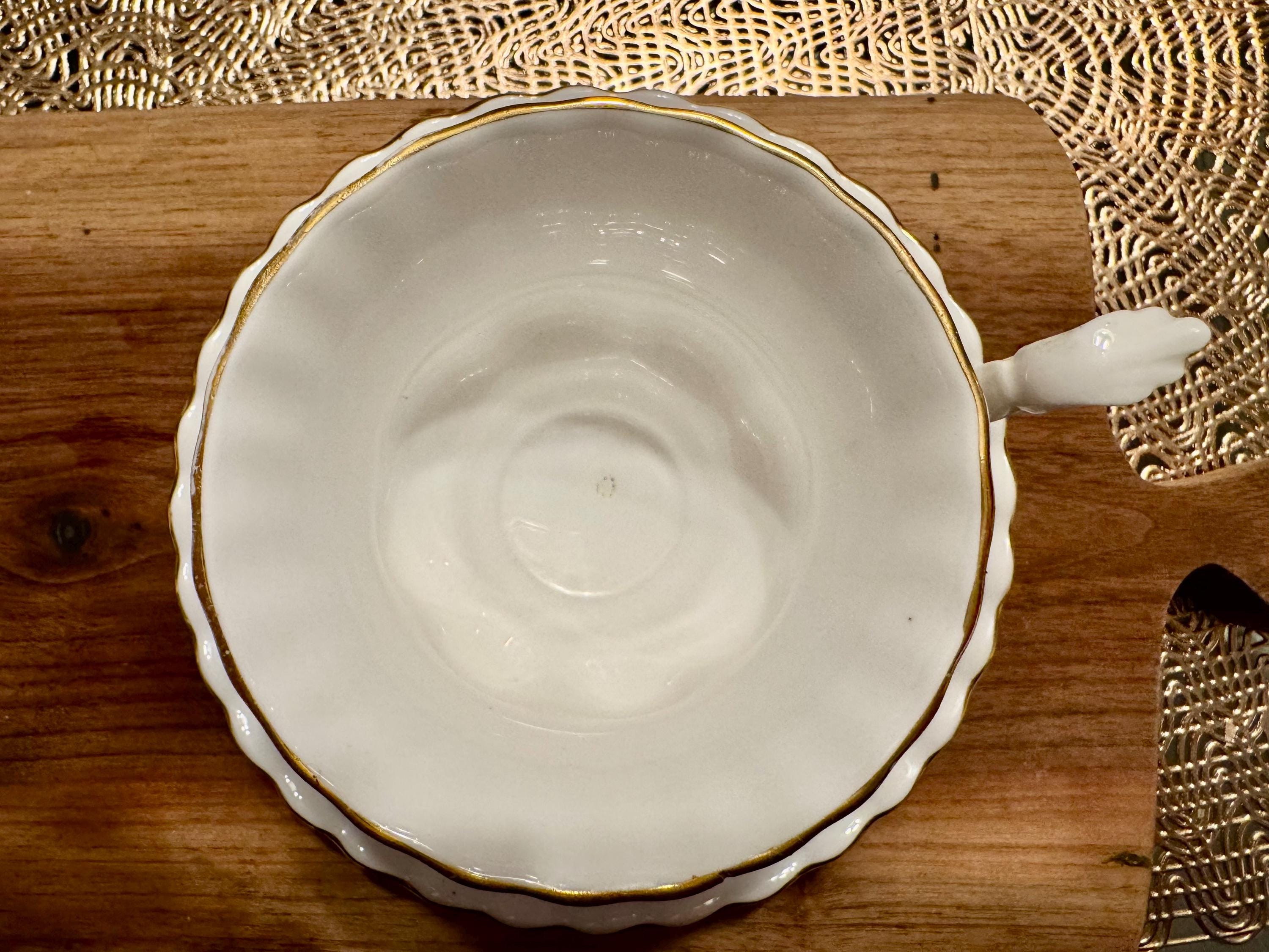 Vintage Royal Albert Bell Shape Cup and Saucer - Red Rose Pattern with Gold Trim