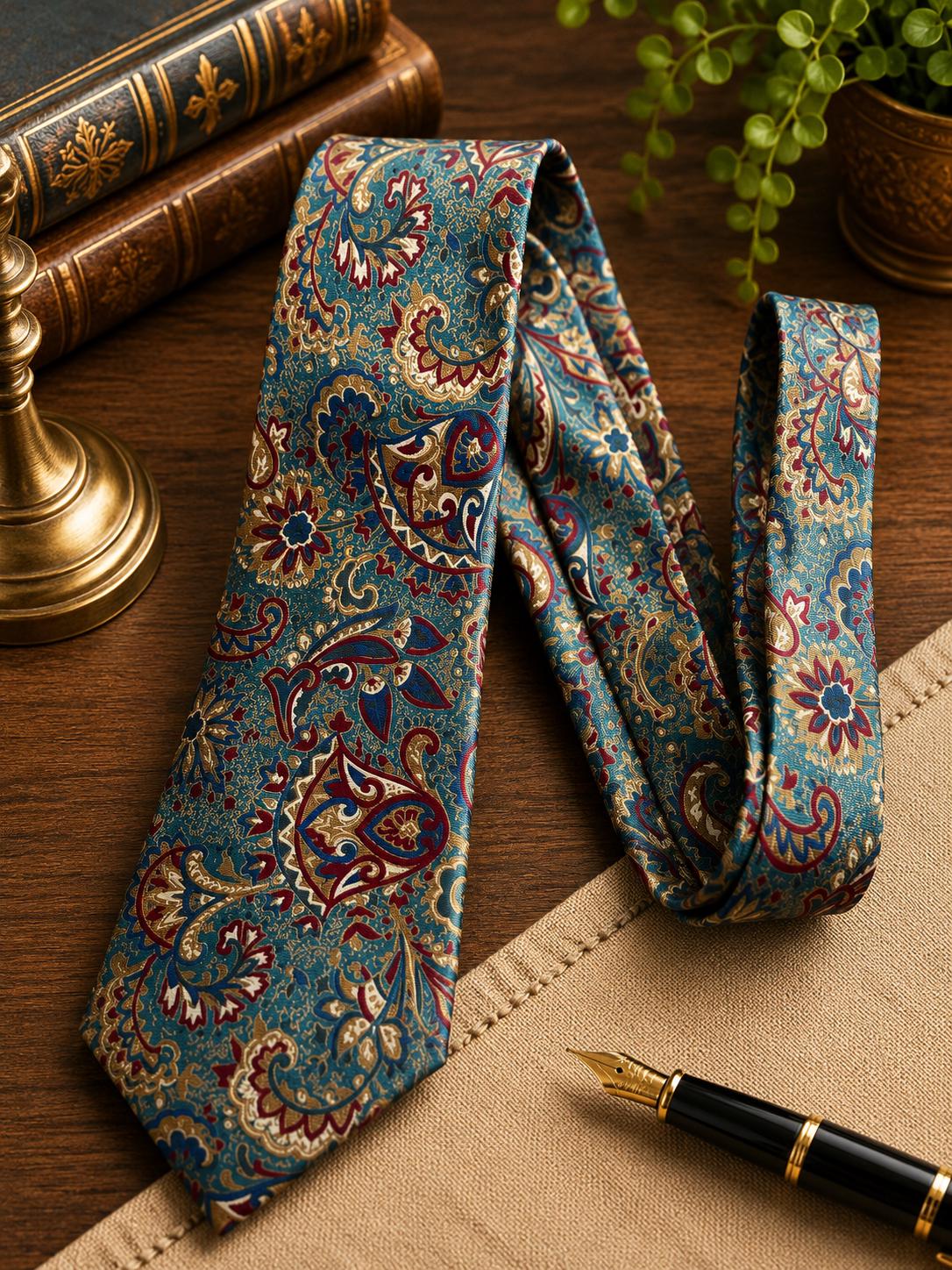 Vintage 100% Silk Necktie – Geometric Designer Tie | Classic Men’s Neckwear