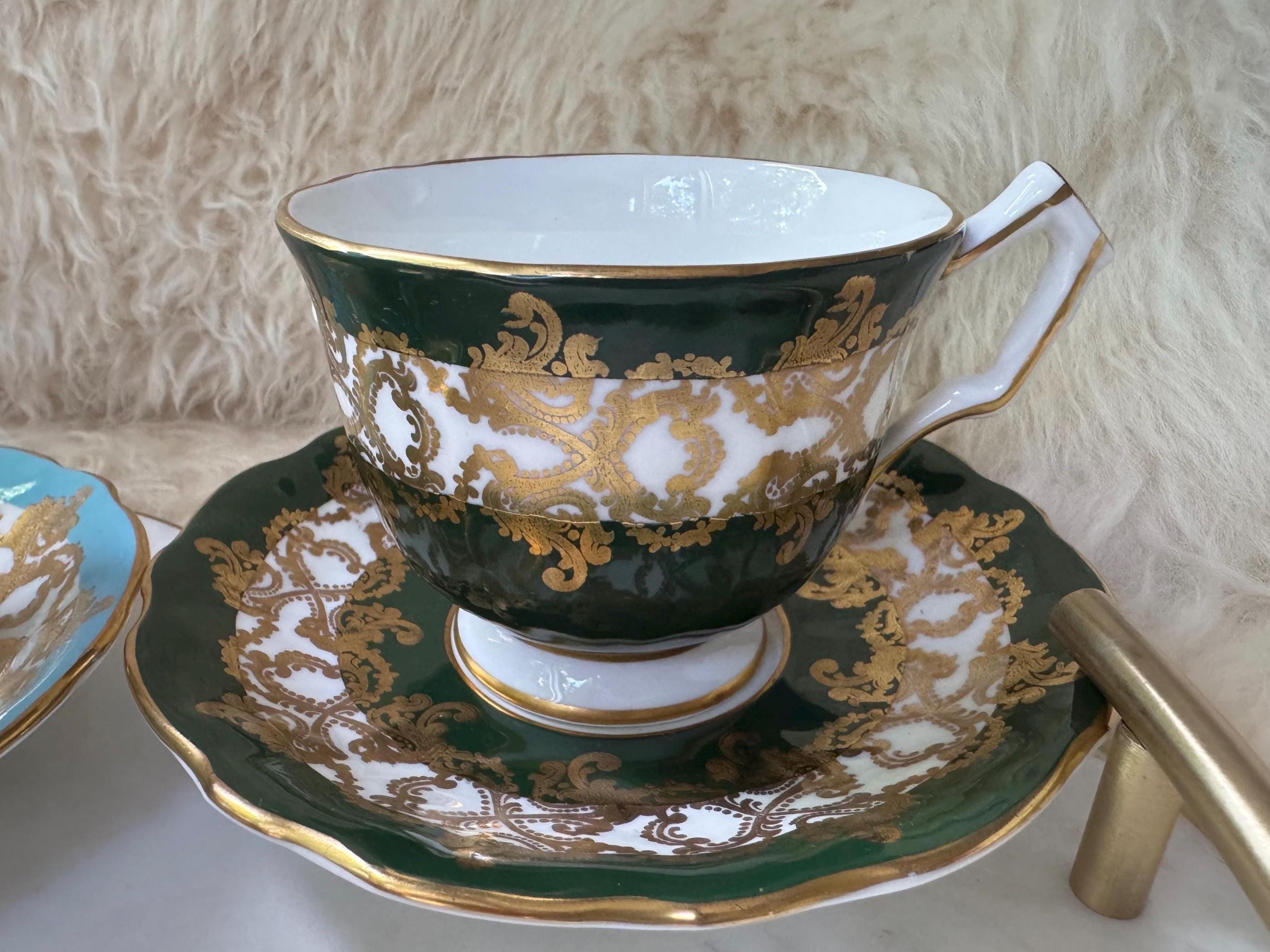 Vintage Aynsley “Rich Baroque” Style Teacup & Saucer Sets – Multiple Color Options – Bone China – England