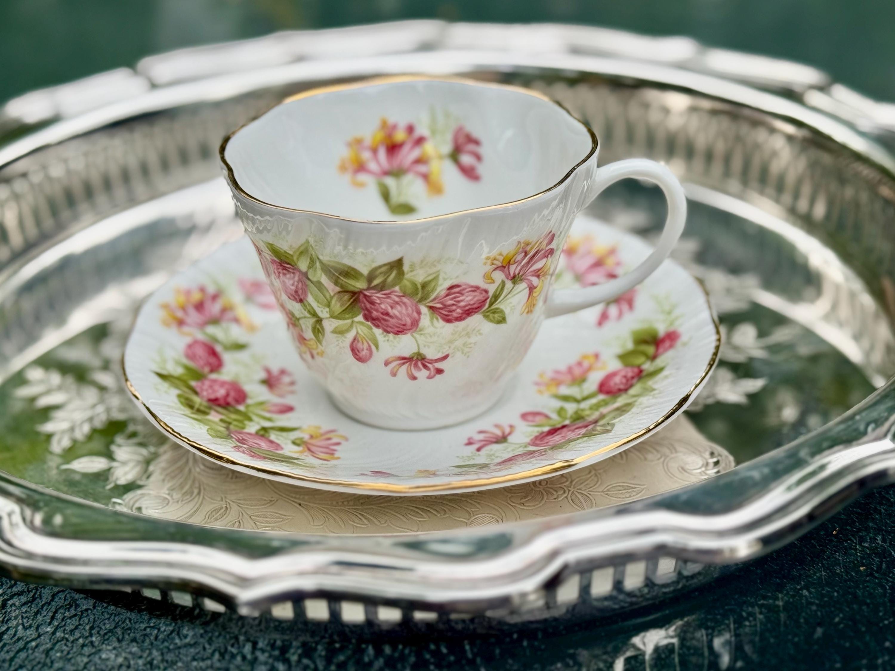 Vintage Regal Heritage Fine Bone China Teacup & Saucer – Pink Yellow Floral – England