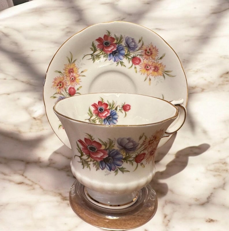 Vintage Paragon “Flower Festival” Bone China Cup and Saucer - Made in England (1957-1960) image 1