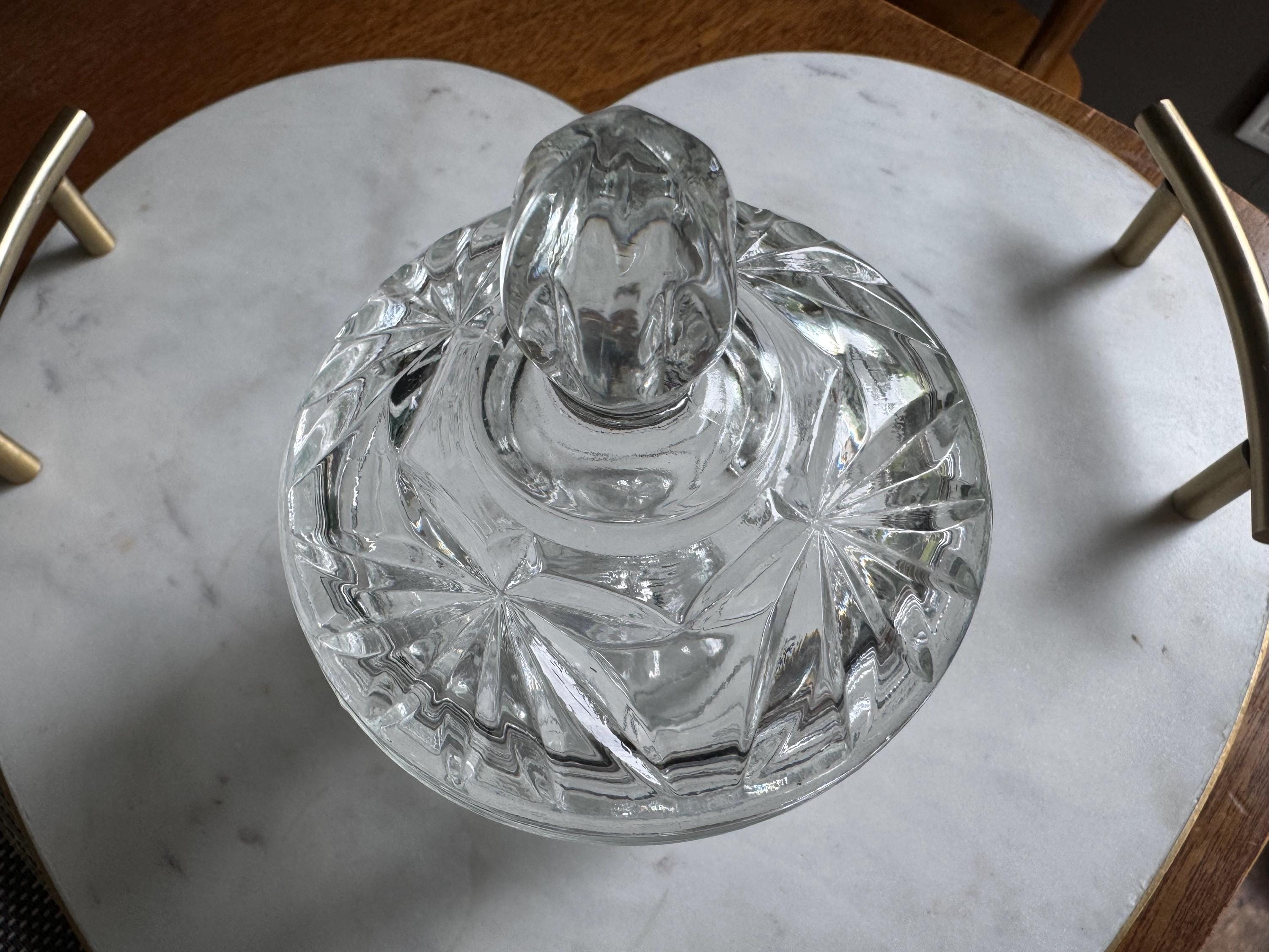 Vintage Starburst Pressed Glass Jar: Vanity Storage, Candy Dish