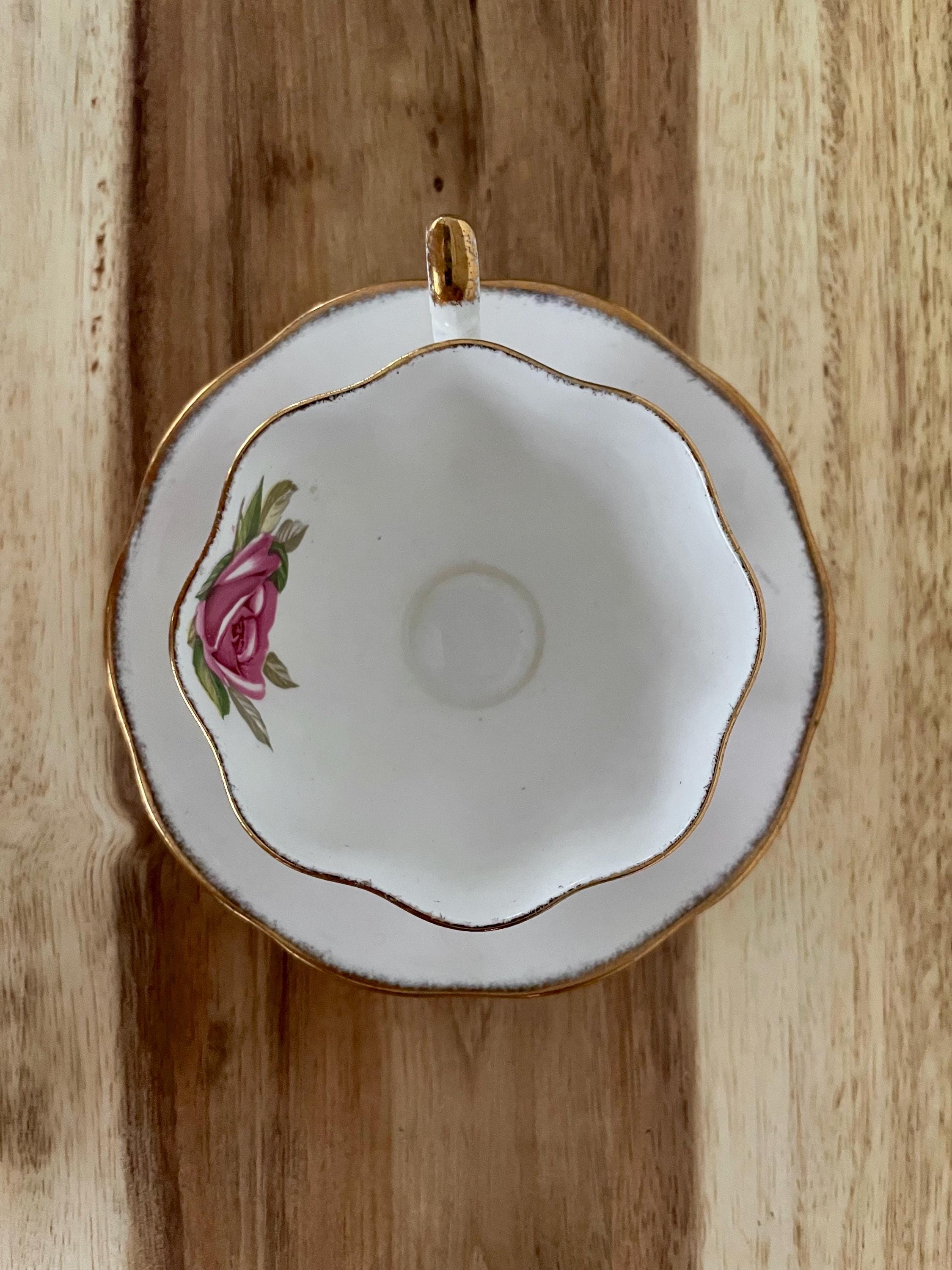 Vintage Queen Anne “Lady Sylvia” Teacup & Saucer – Pink Cream Roses with Gold Trim – England