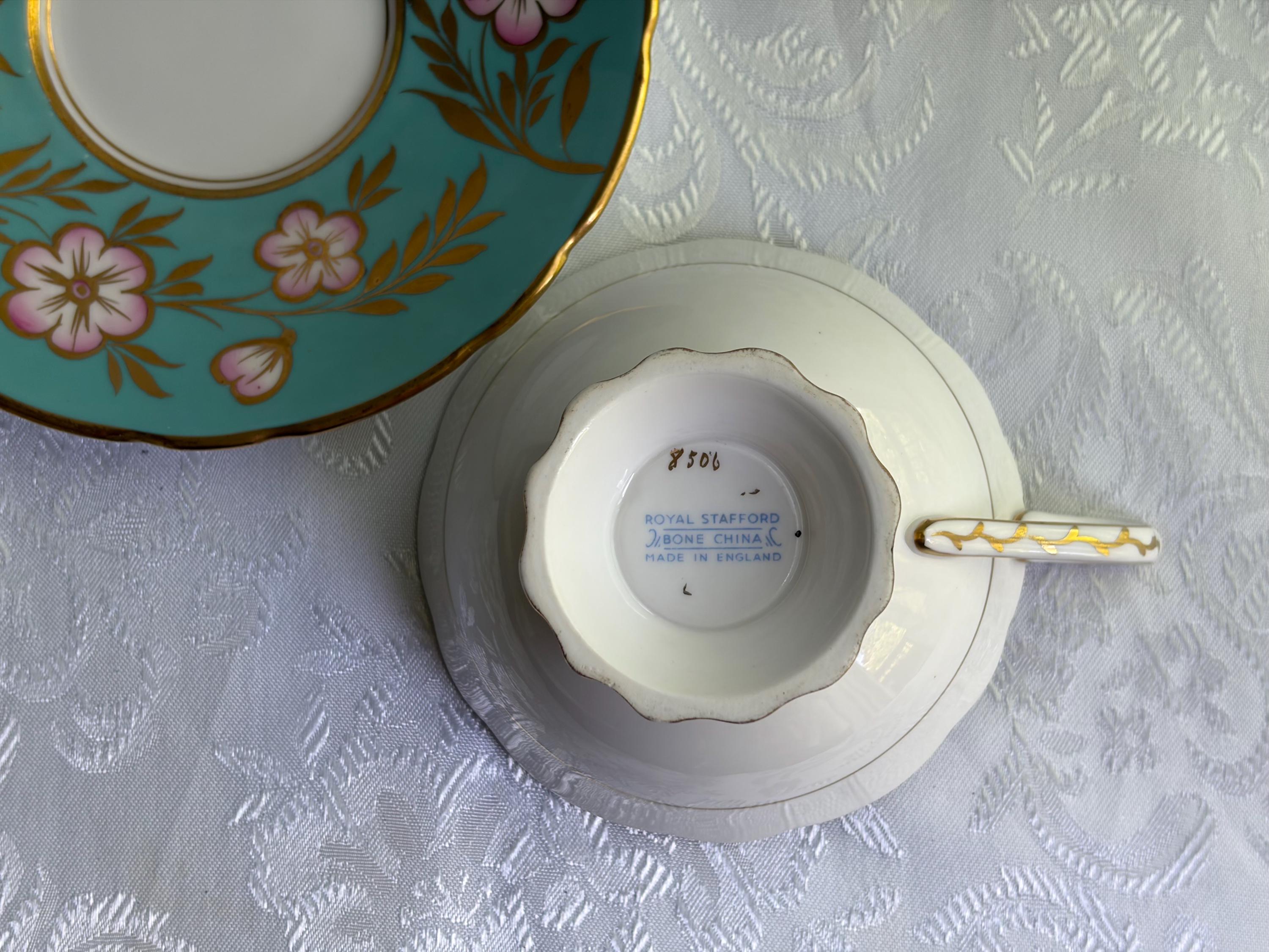 Royal Stafford Bone China Teacup & Saucer Set — Pattern 8506