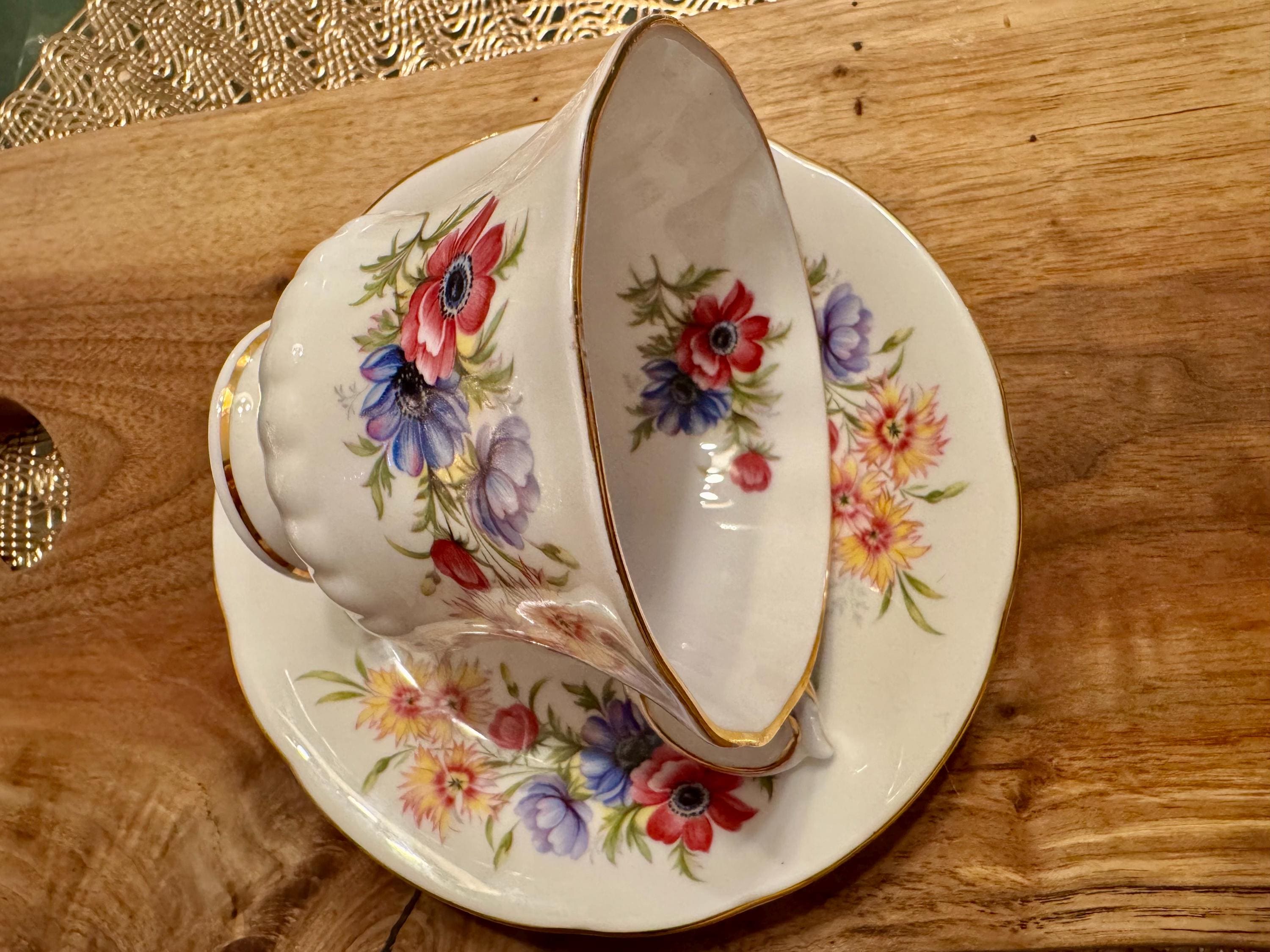 Vintage Paragon “Flower Festival” Bone China Cup and Saucer - Made in England (1957-1960)