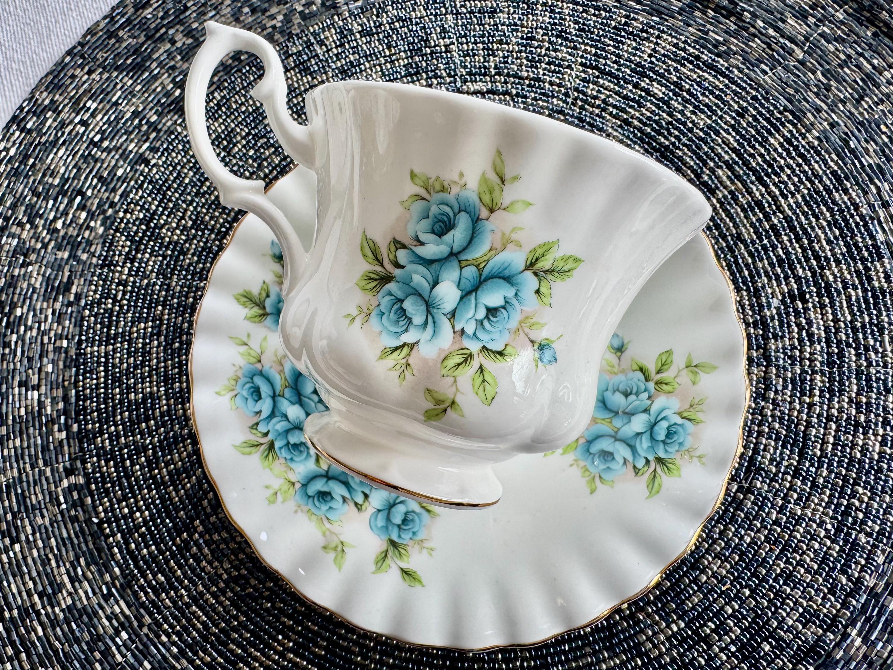 Vintage Royal Albert “Blue Roses” Bone China Teacup & Saucer – Made in England
