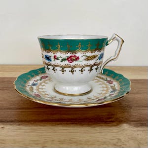 Vintage England Fine Bone China Cup and Saucer: Floral Gold Trim image 5