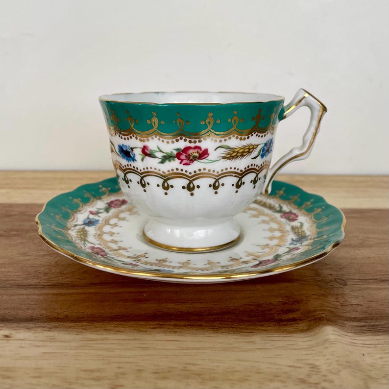 Vintage England Fine Bone China Cup and Saucer: Floral Gold Trim image 5