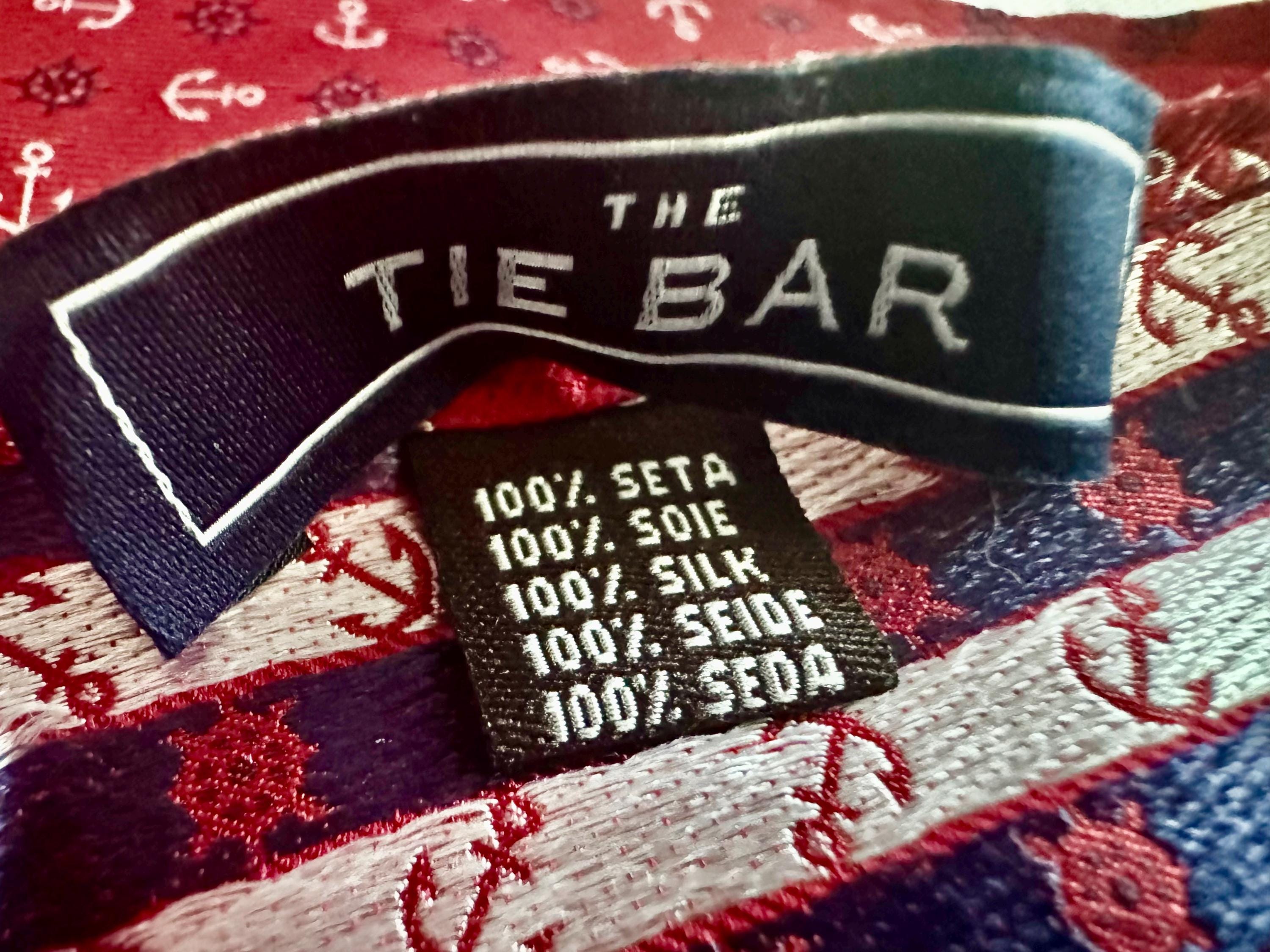 The Tie Bar Silk Pocket Square – Nautical Anchor & Ship Wheel Pattern