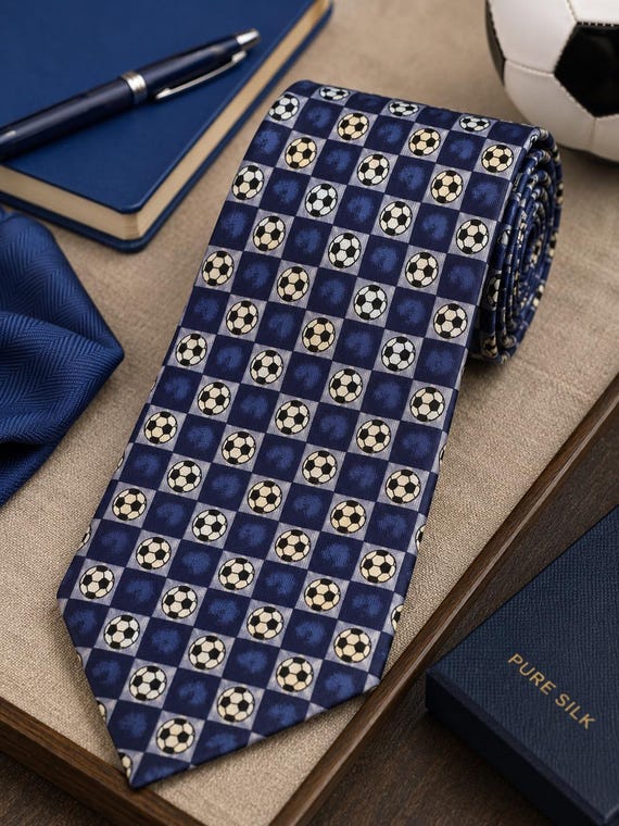 Vintage Pure Silk Soccer Ball Tie – Marks & Spencer UK Football Soccer Necktie