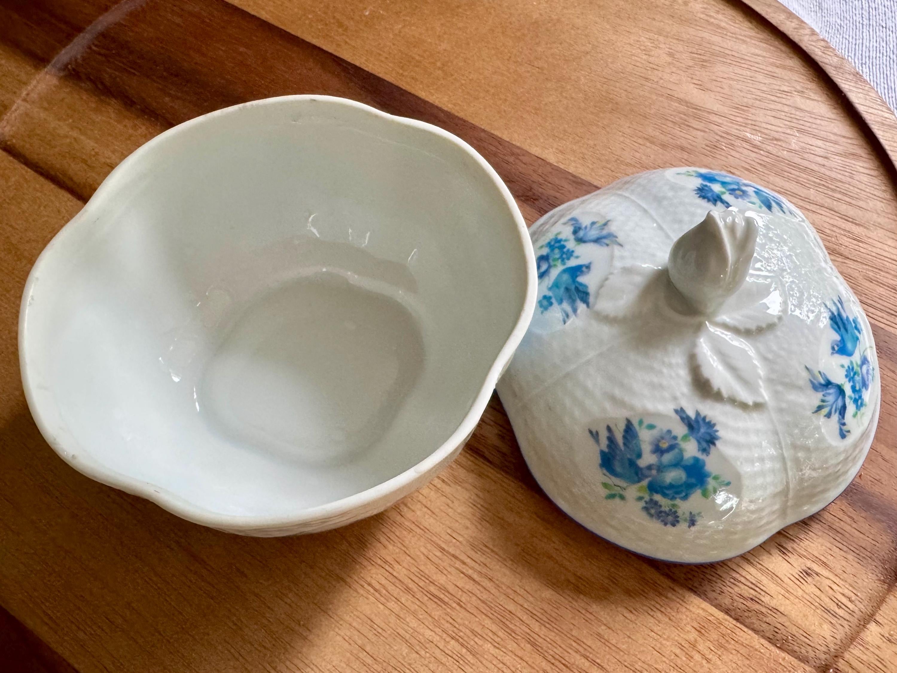 Vintage Porcelain Lidded Dish – Bluebirds & Blossoms – Orlane Paris Exclusive - Made in Japan