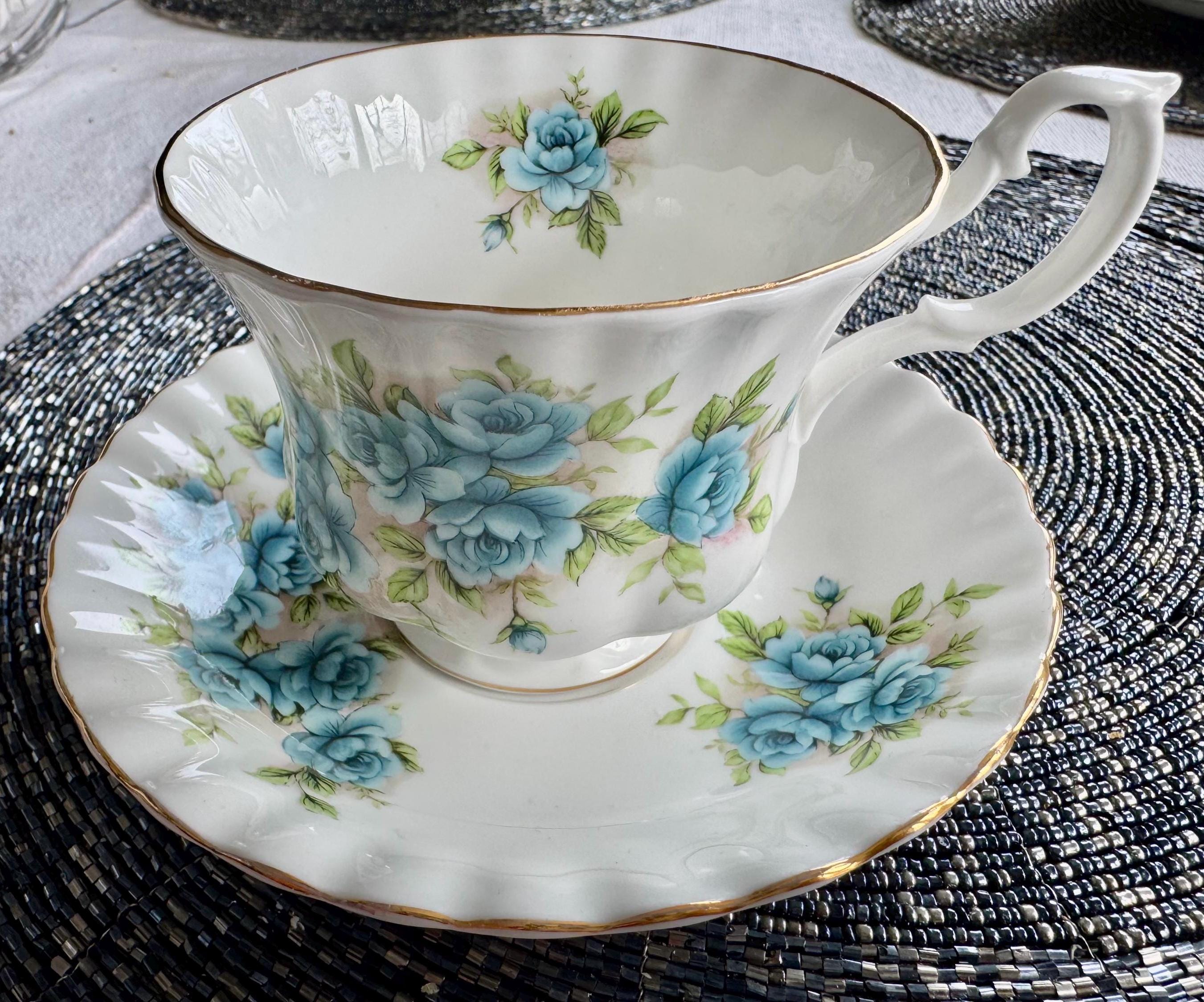 Vintage Royal Albert “Blue Roses” Bone China Teacup & Saucer – Made in England