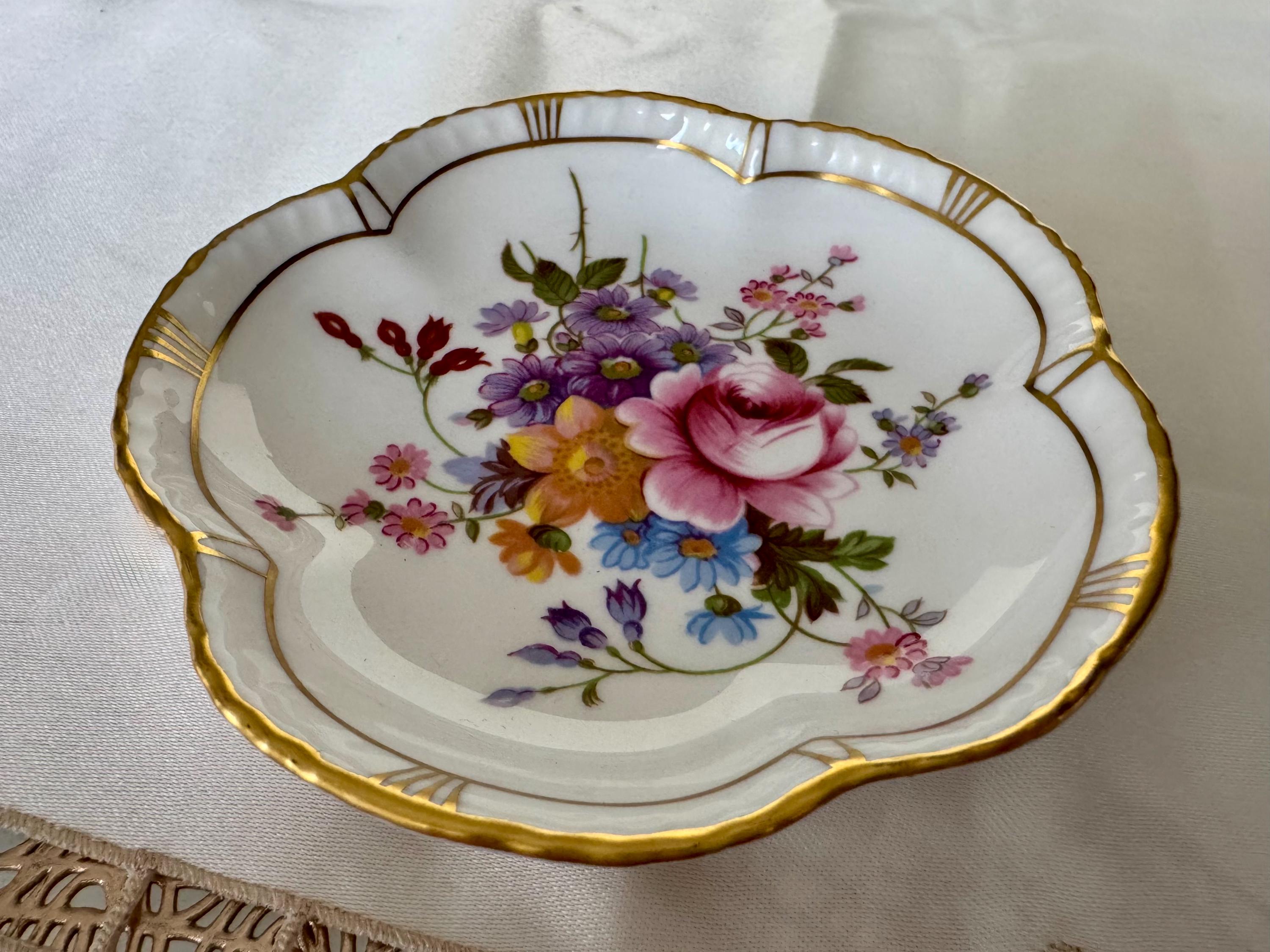 Vintage Royal Crown Derby “Derby Posies” Small Scalloped Dish – Fine English Bone China