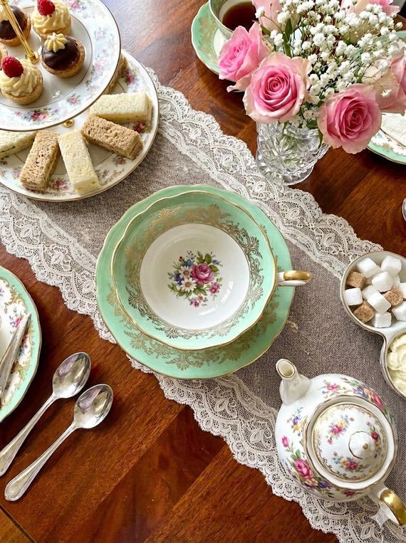Paragon “Mint Green with Golden Filigree” – Vintage Fine Bone China Cup & Saucer – England