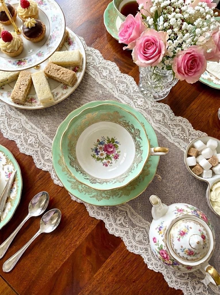 Paragon “Mint Green with Golden Filigree” – Vintage Fine Bone China Cup & Saucer – England