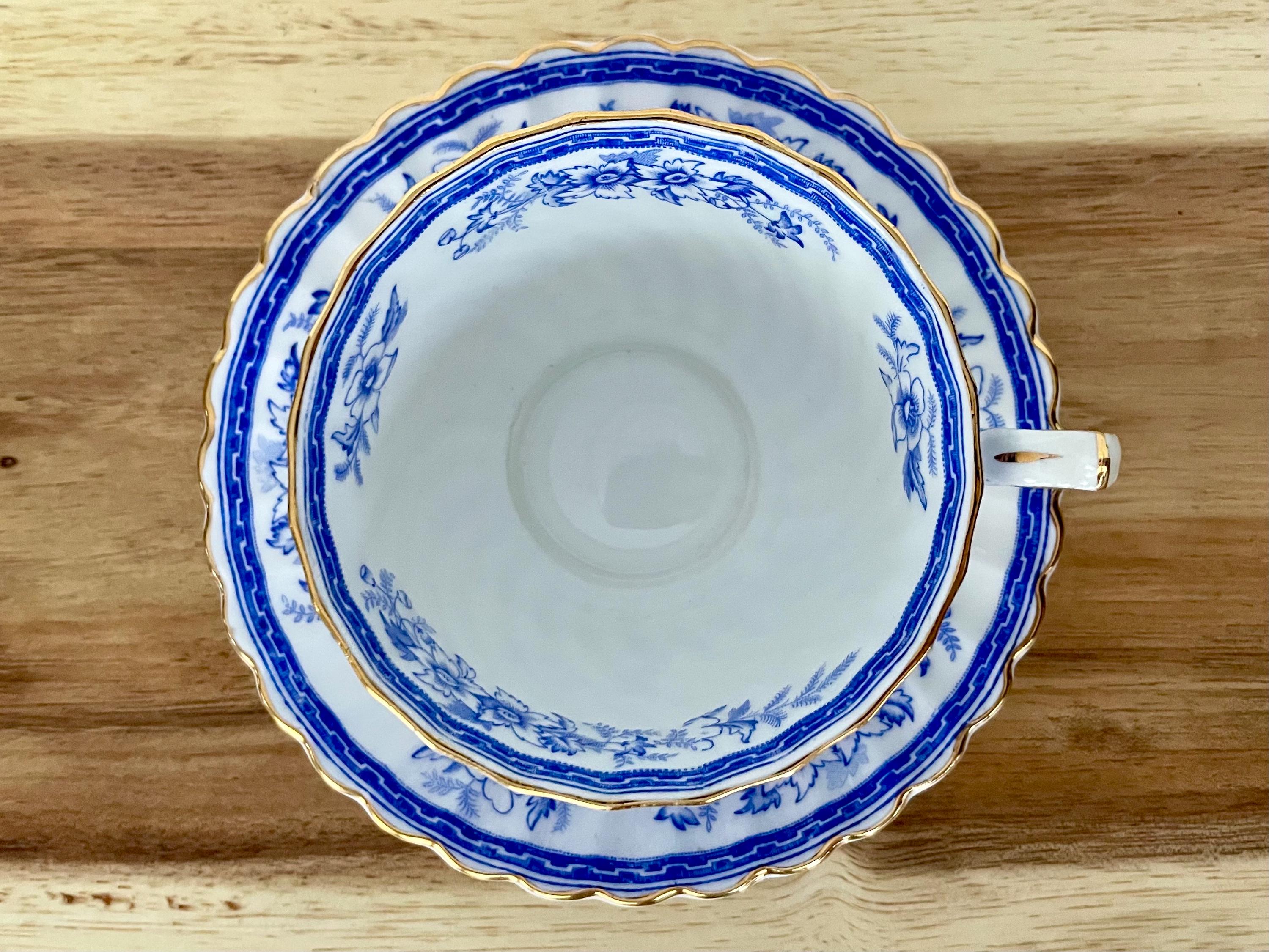 Vintage Gladstone Bone China Cup & Saucer – “Blue Rhapsody” – England