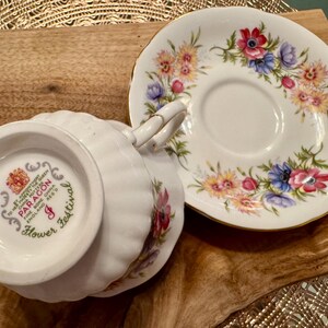 Vintage Paragon “Flower Festival” Bone China Cup and Saucer - Made in England (1957-1960) image 5