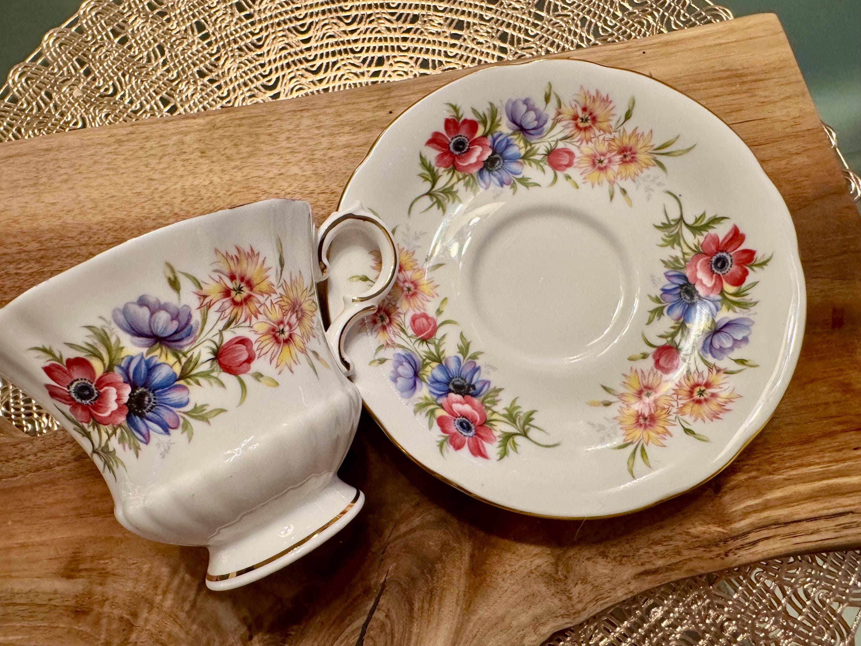 Vintage Paragon “Flower Festival” Bone China Cup and Saucer - Made in England (1957-1960)