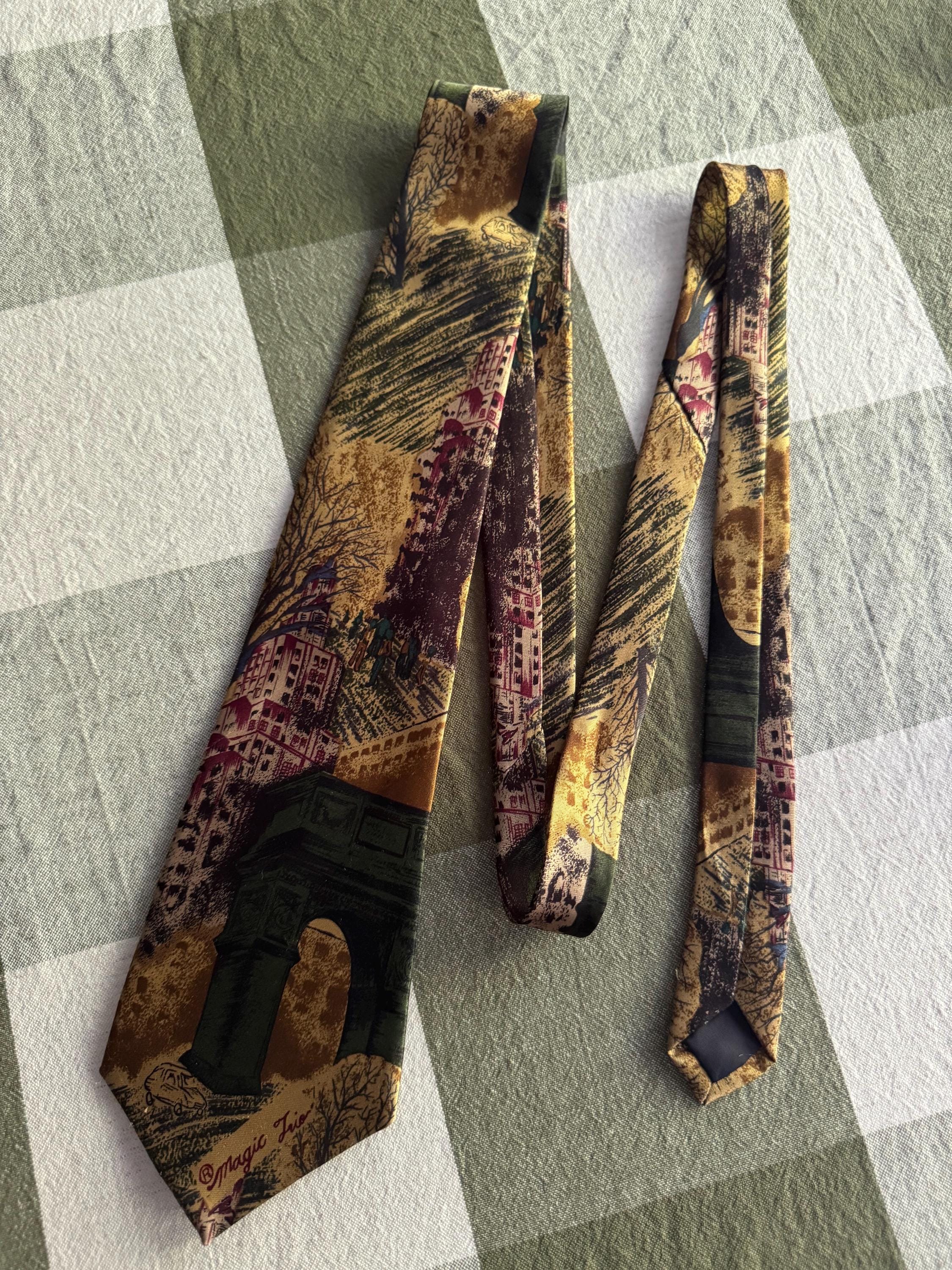 Vintage Domenico Franco 100% Silk Tie – Made in Canada – Funky Fashion Accessories Novelty Print