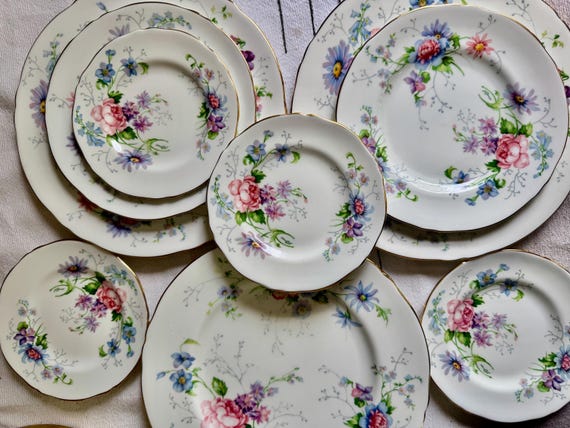 Vintage Crown Staffordshire “England’s Glory” Plates – Sets of 4