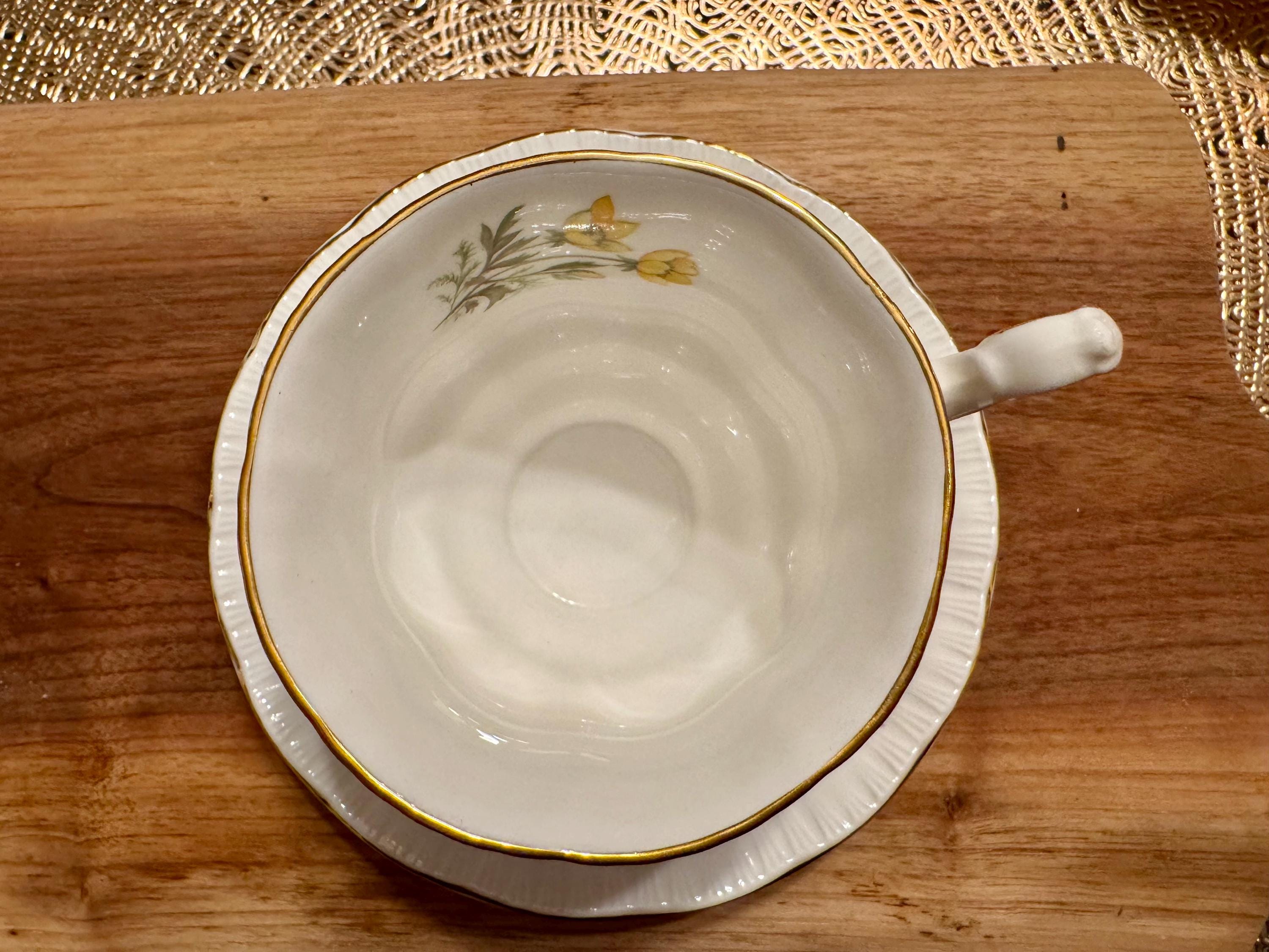 Vintage Paragon Bone China Teacup and Saucer - “English Flowers” with Gold Trim (1957-1960)