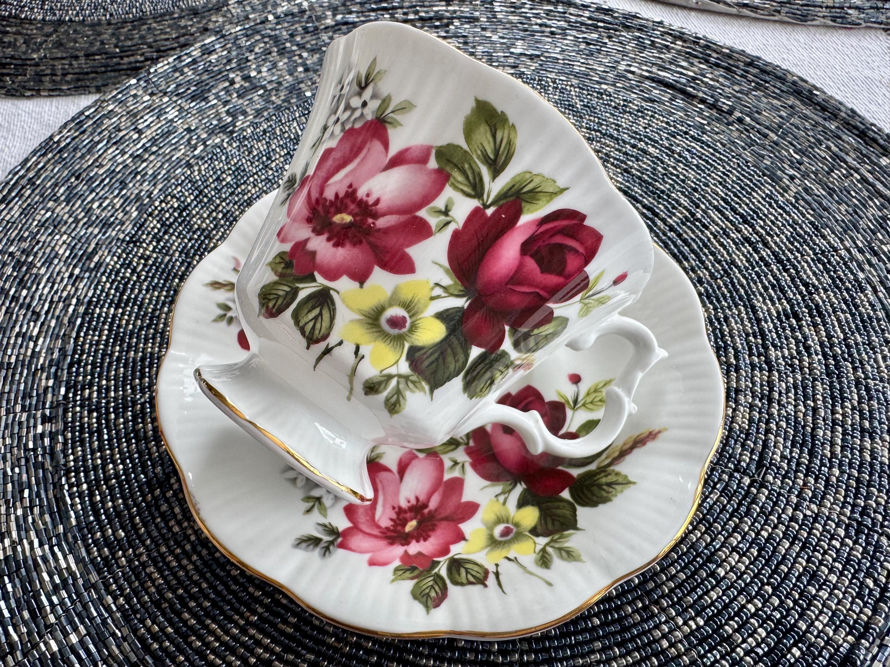 Vintage Royal Albert Teacup and Saucer Set – Wild Roses & Gold Trim