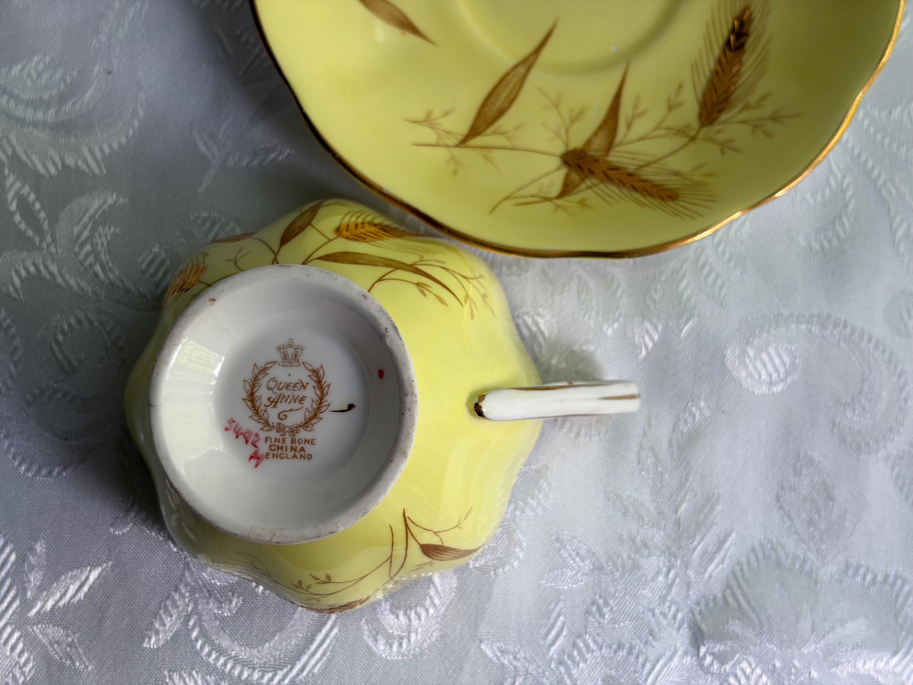 Queen Anne Fine Bone China Teacup Saucer – Wheat Pattern, Made England